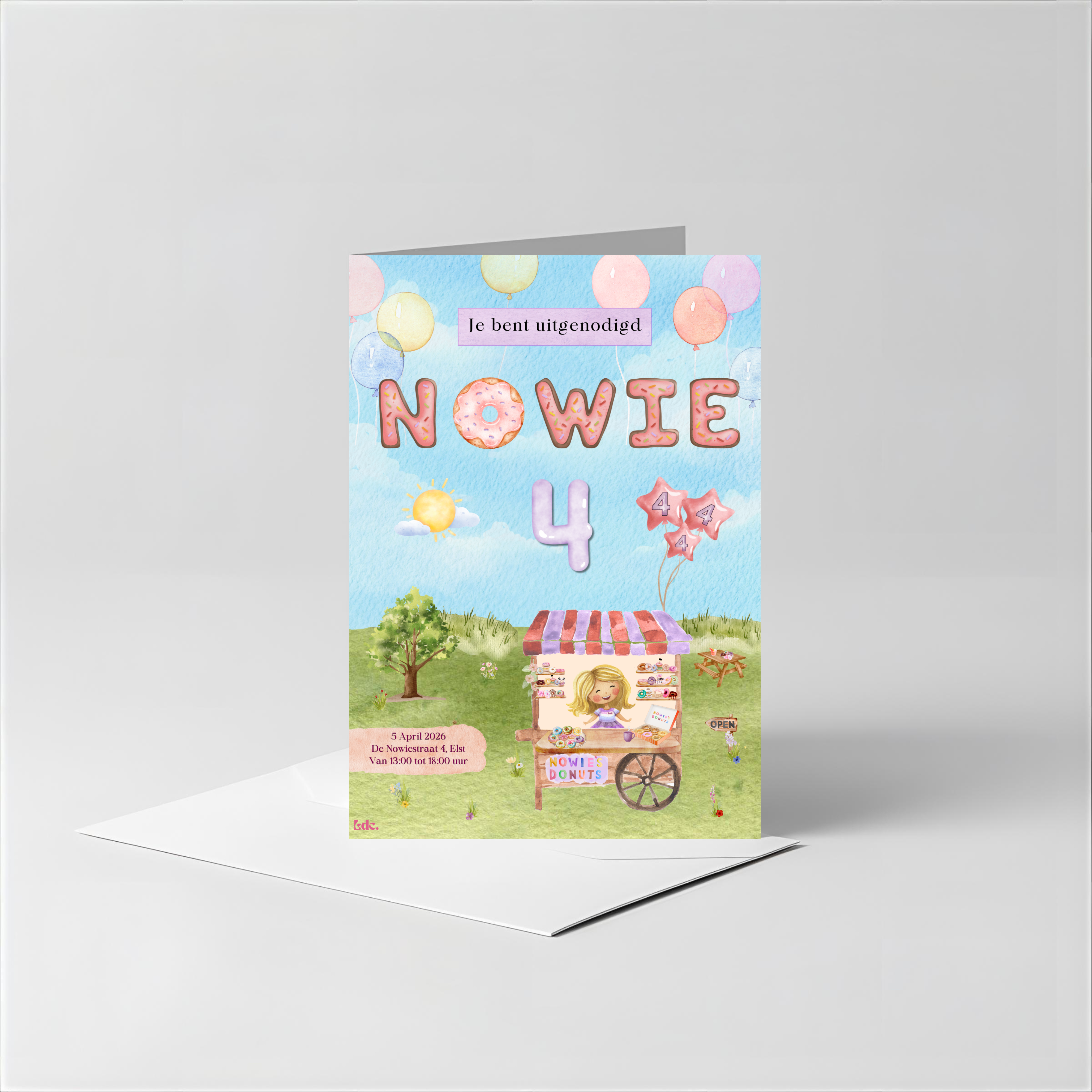 Donut & Sweet Treats Verjaardagsuitnodiging | Meisjesfeestje