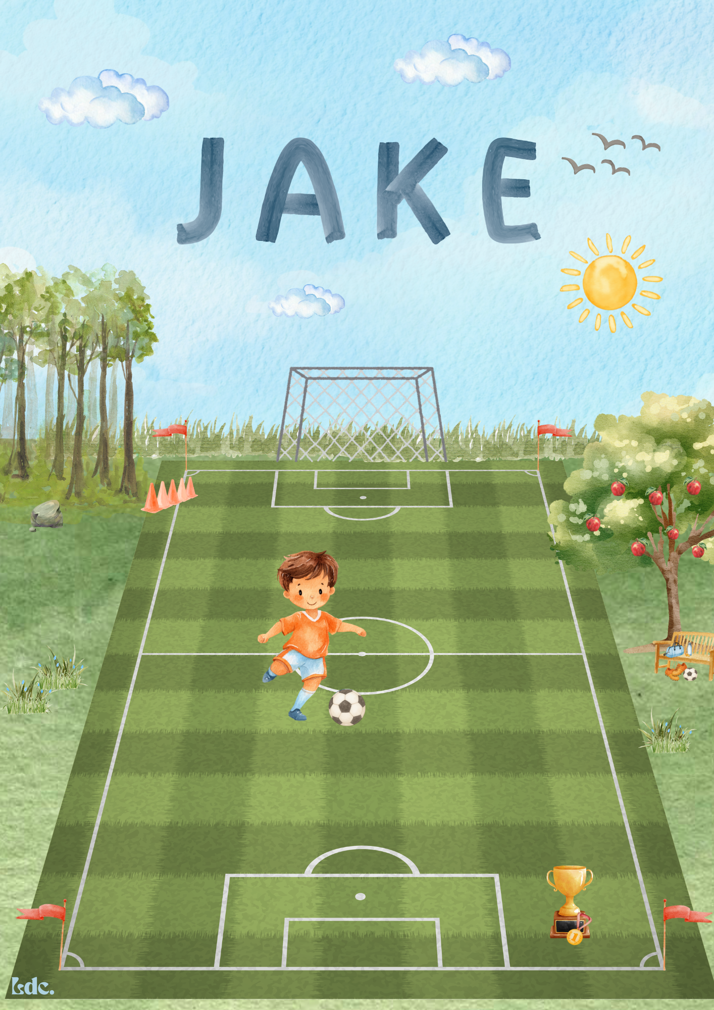 Gepersonaliseerde Kinderkamer Poster - Voetbal Avontuur