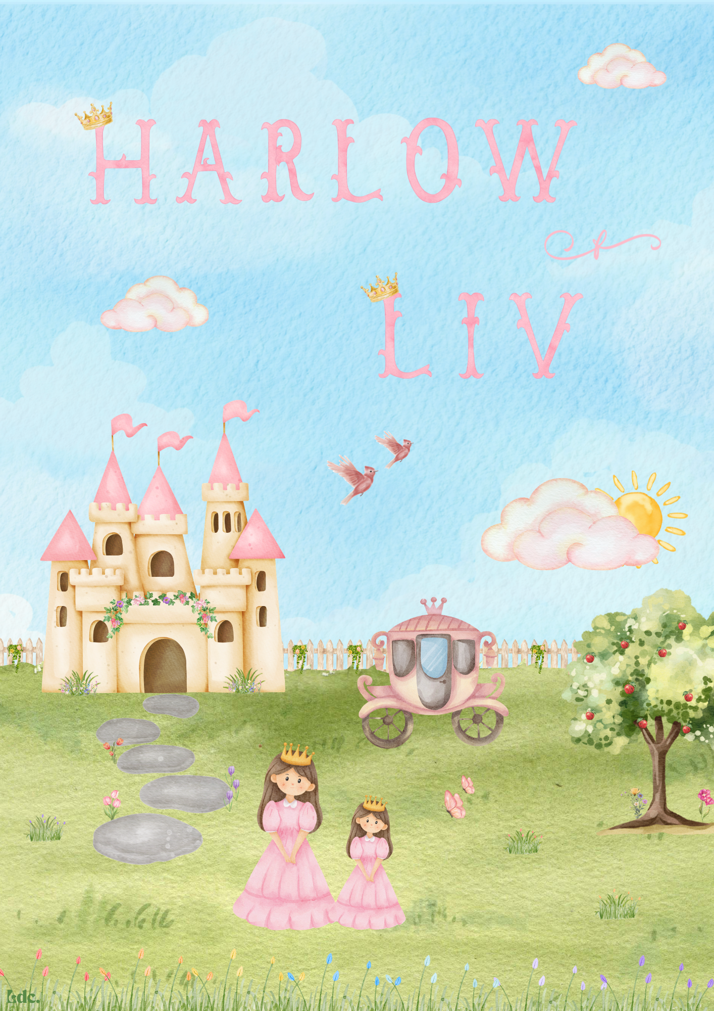 Gepersonaliseerde Kinderkamer Poster - Prinsessen & Kasteel Avontuur