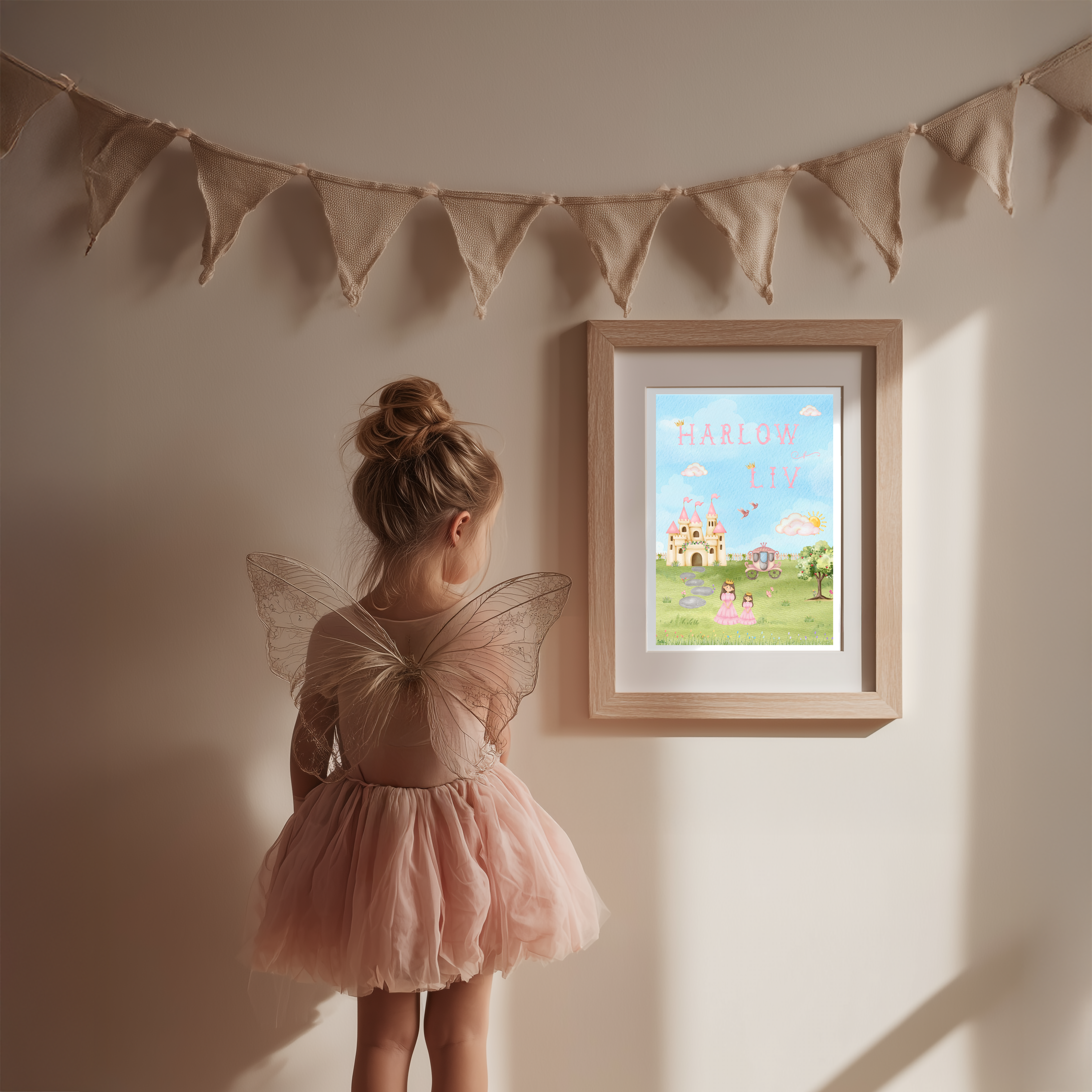 Gepersonaliseerde Kinderkamer Poster - Prinsessen & Kasteel Avontuur