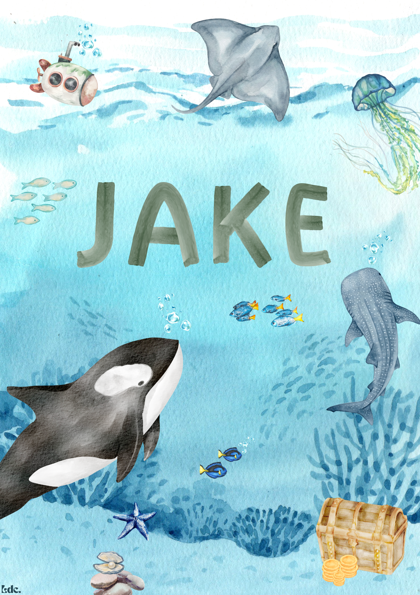 Gepersonaliseerde Kinderkamer Poster – Oceaan Avontuur