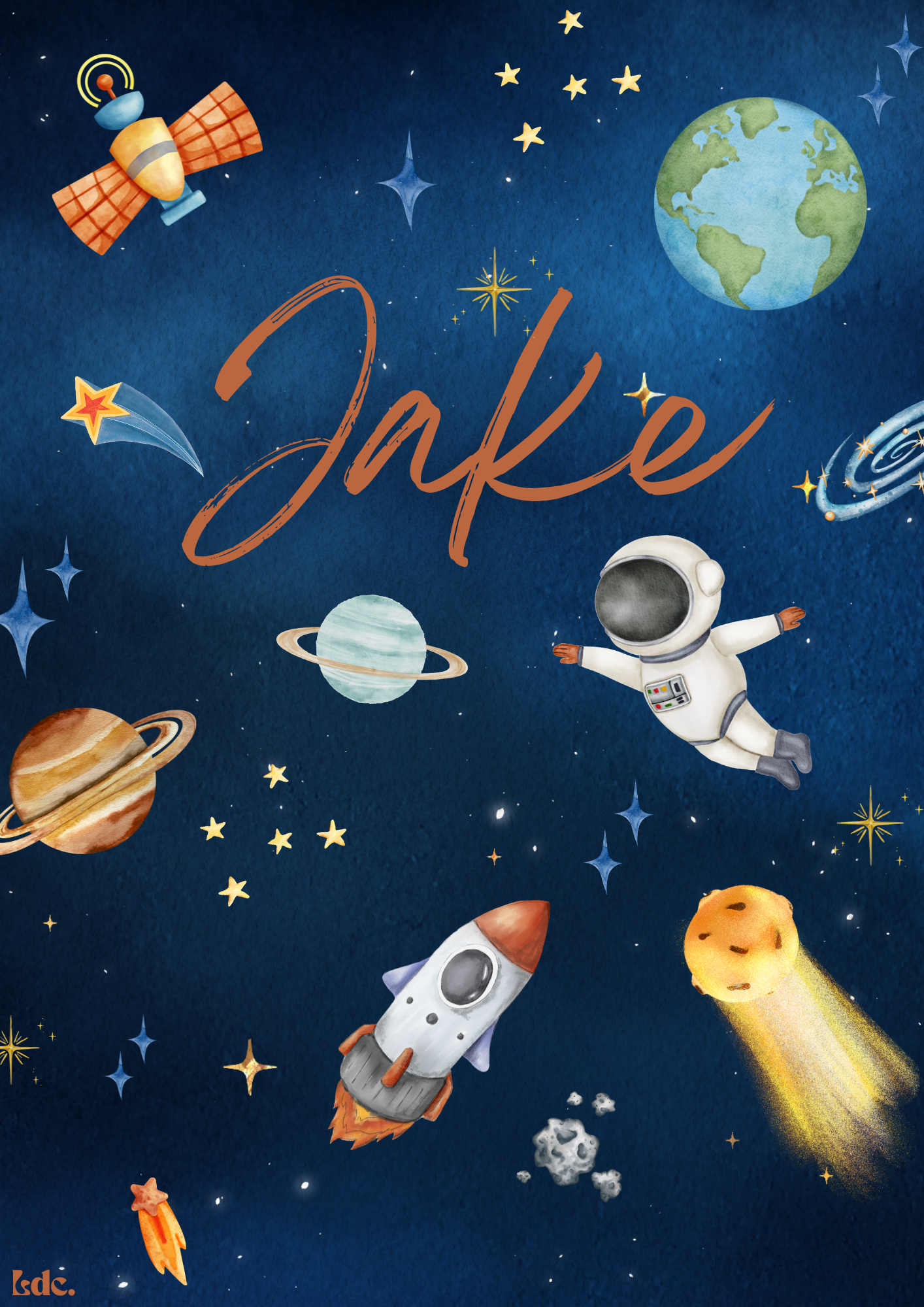 Gepersonaliseerde Kinderkamer Poster - Ruimte Avontuur