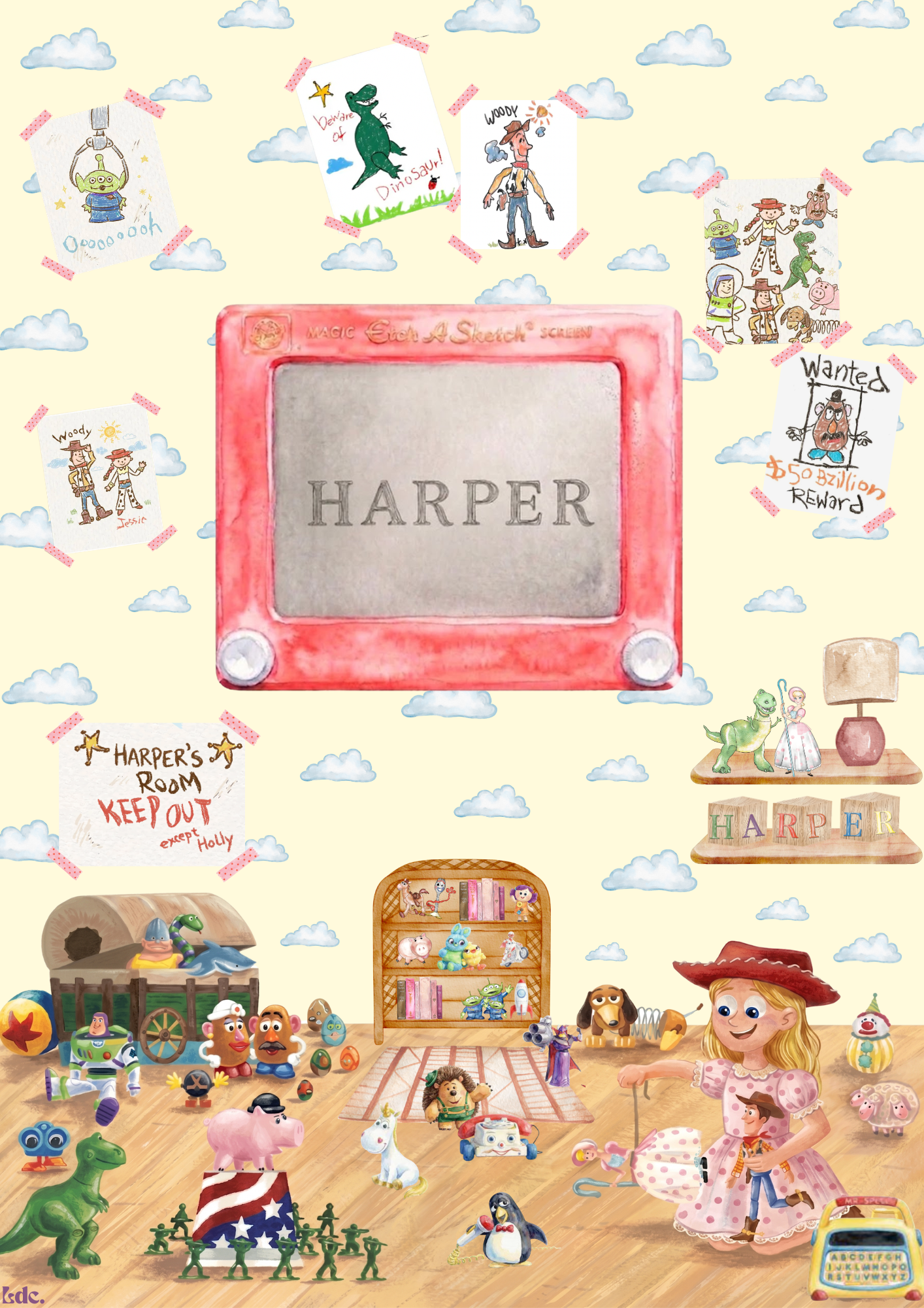 Gepersonaliseerde Kinderkamer Poster – Magische Speelgoedwereld